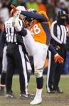 The officials were dressed for the frigid conditions (Denver Broncos photo)