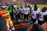 Bill Vinovich conducts the coin toss at the beginning of the game (Baltimore Ravens photo)