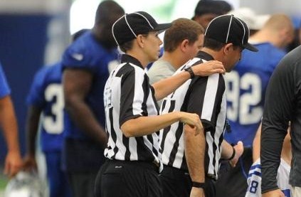 Sarah Thomas officiates a practice at Colts minicamp on June 13.
